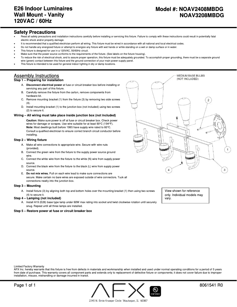 Image de la première page du manuel de l'appareil Noah NOAV3208MBDG