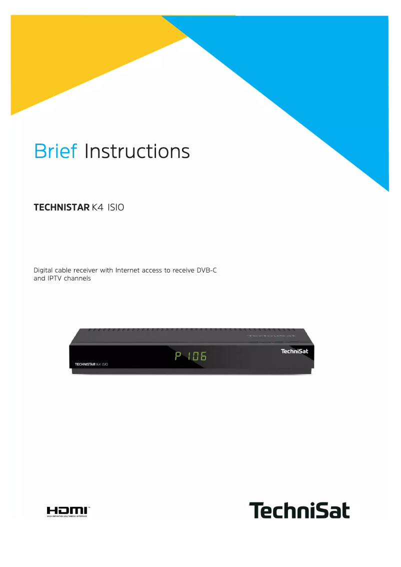 Image de la première page du manuel de l'appareil Technistar K4 ISIO