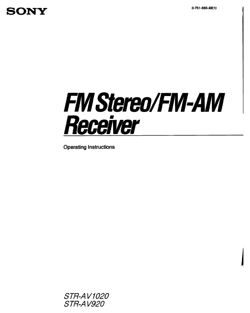 Image de la première page du manuel de l'appareil STR-AV1020