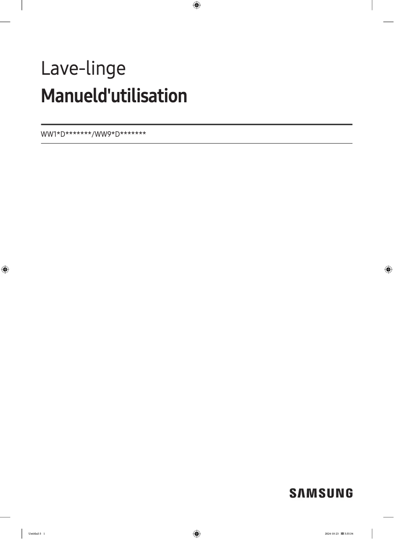 Page 1 de la notice Manuel utilisateur Samsung WW90DG6U8FLE