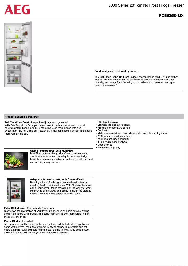 Page n°1 - Fiche technique AEG RCB636E4MX