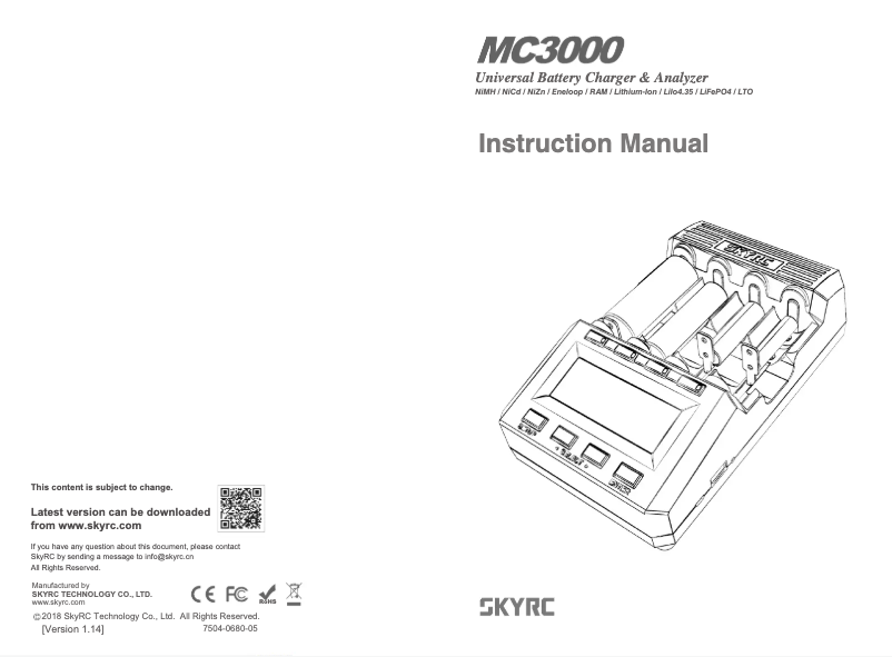 Page n°1 - Manuel utilisateur SkyRC SK-100083