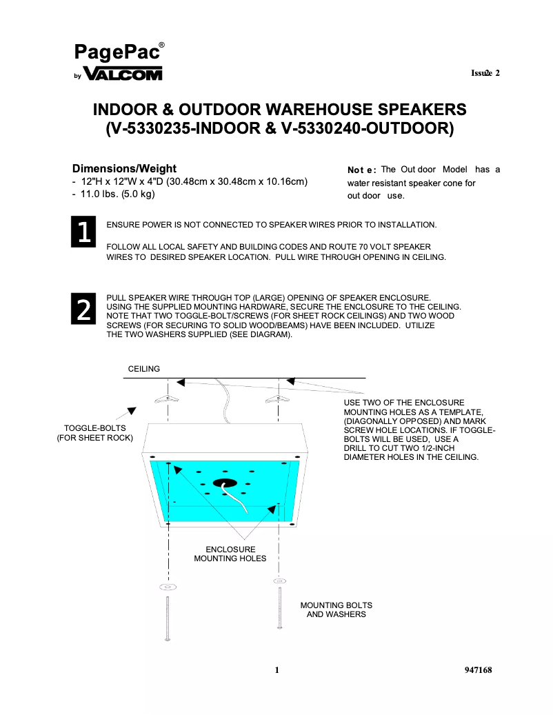 Page n°1 - Manuel utilisateur Valcom V-5330240
