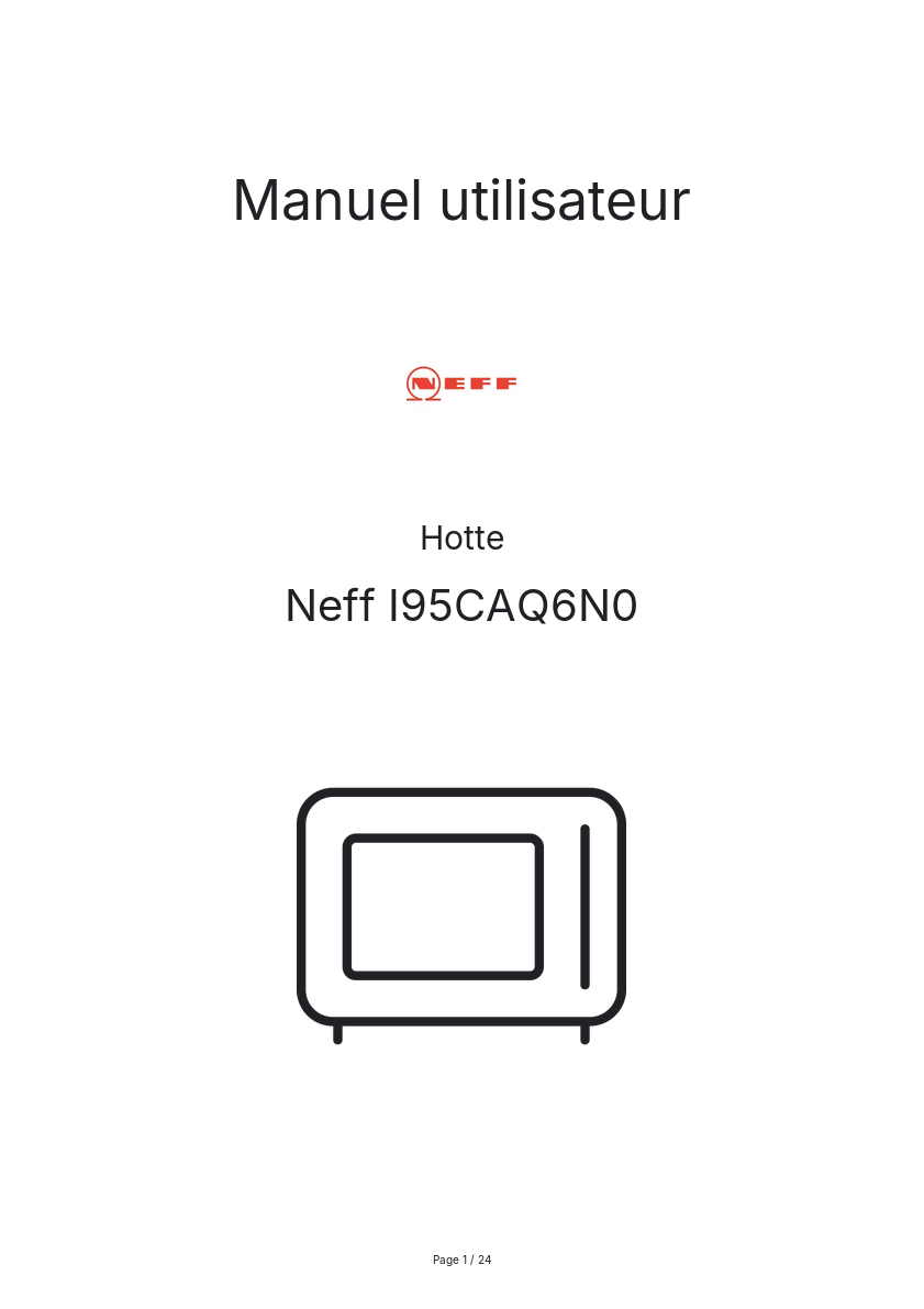 Page n°1 - Manuel utilisateur Neff I95CAQ6N0