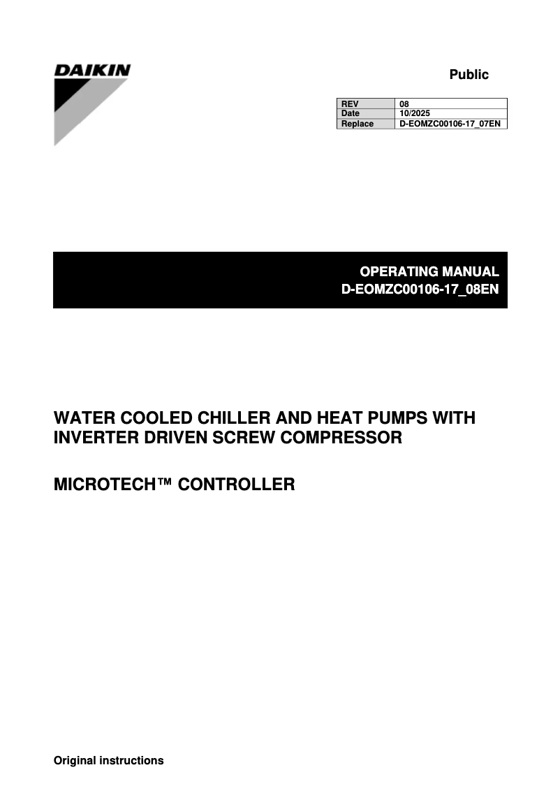 Page 1 de la notice Manuel utilisateur Daikin EWWS740VZSSA1