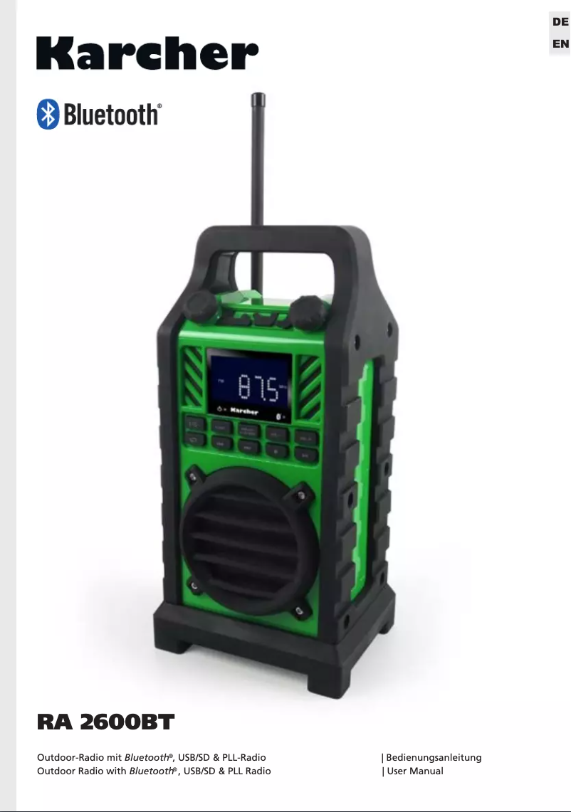 Page 1 de la notice Manuel utilisateur Karcher Audio RA 2600BT