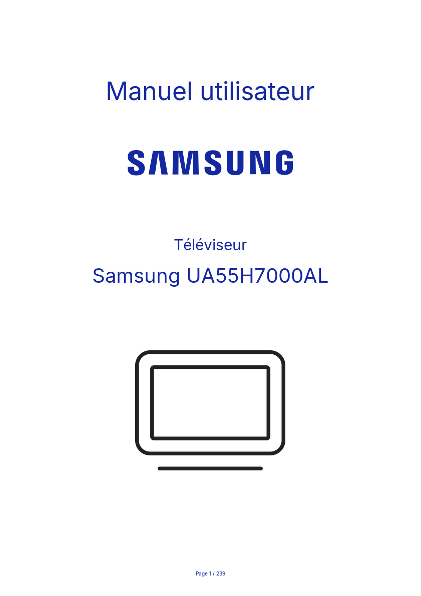 Page n°1 - Manuel utilisateur Samsung UA55H7000AL