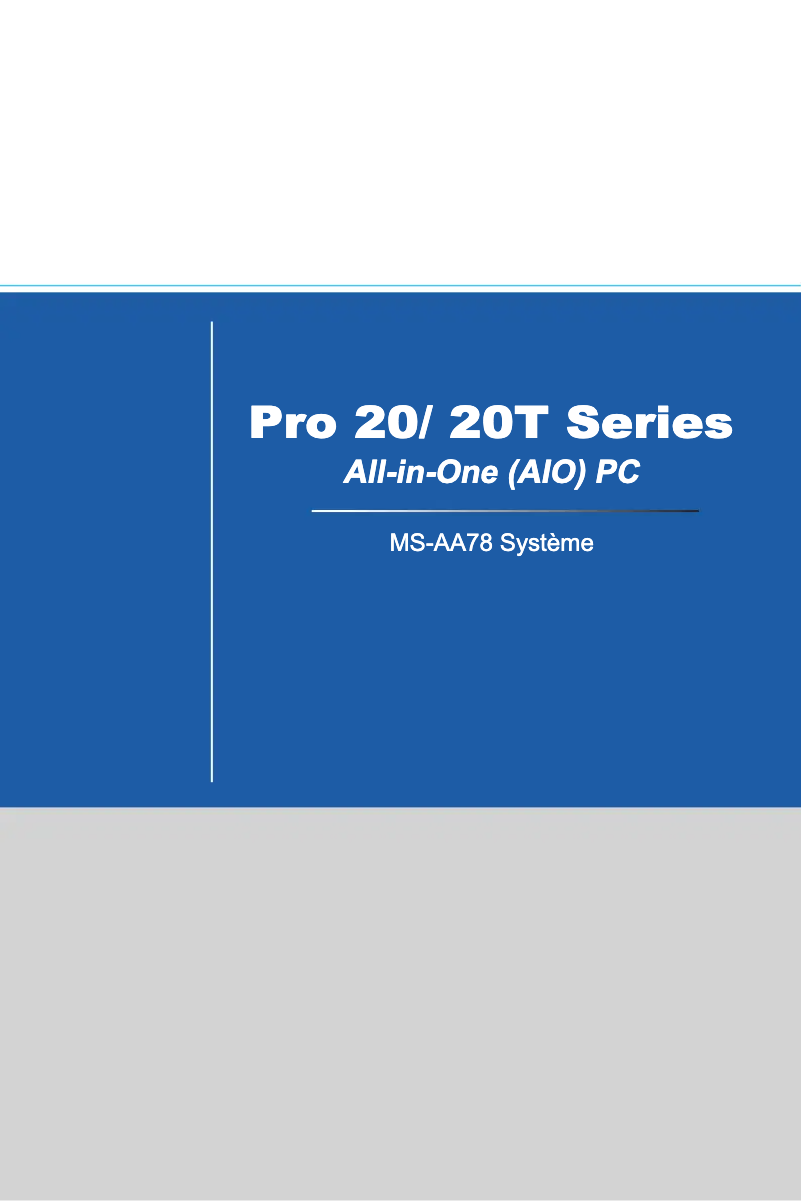 Page n°1 - Manuel utilisateur MSI Pro 20 MS-AA78