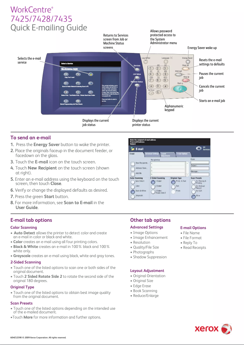 Page 1 de la notice Guide de démarrage rapide Xerox WorkCentre 7435
