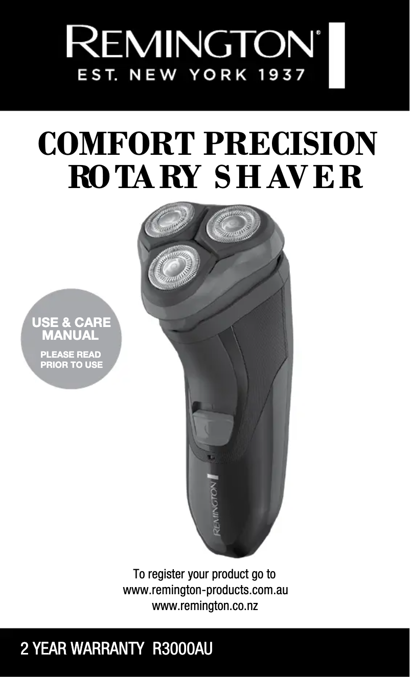 Page n°1 - Manuel utilisateur Remington Comfort Precision R3000AU