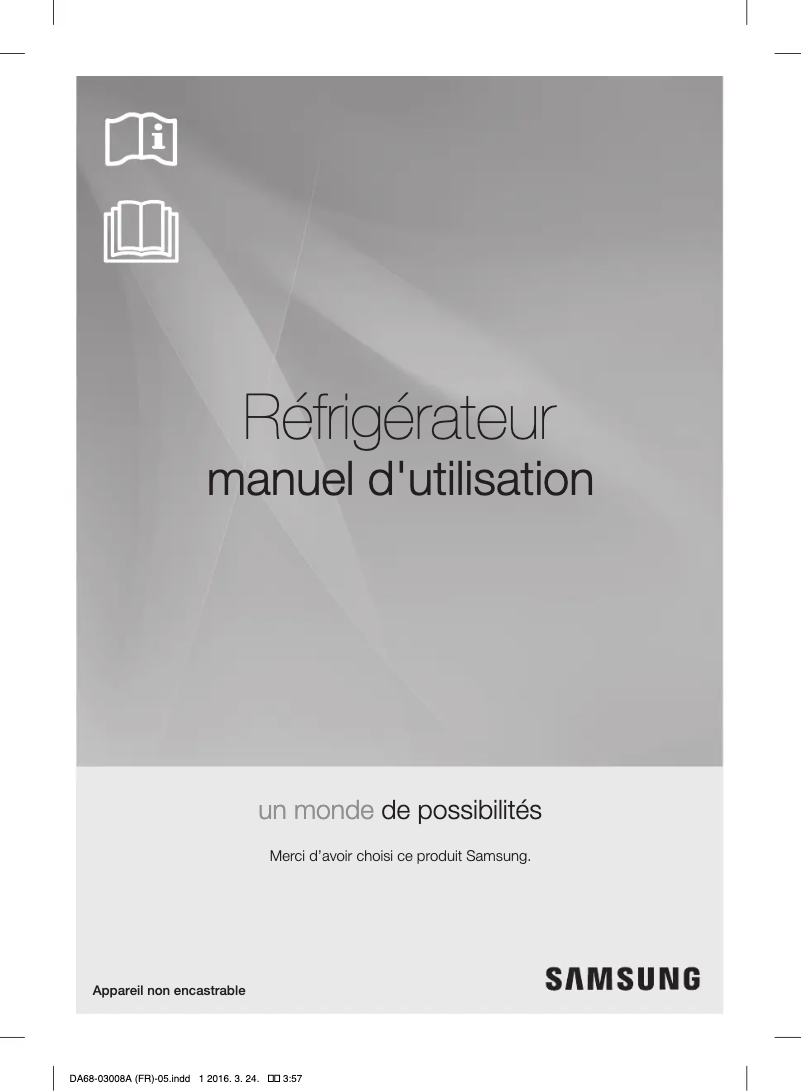 Page 1 de la notice Manuel utilisateur Samsung RR35H6500WW