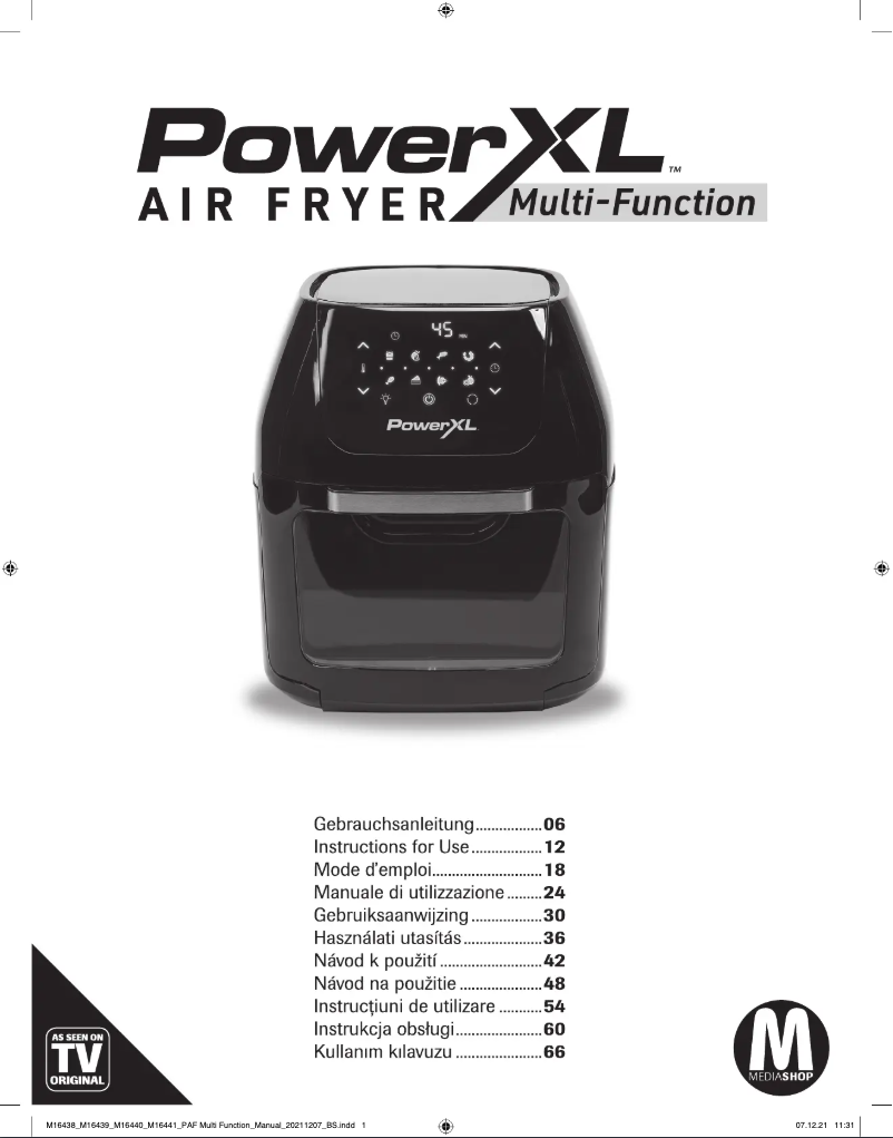 Page 1 de la notice Manuel utilisateur PowerXL AirFryer Multi-Function