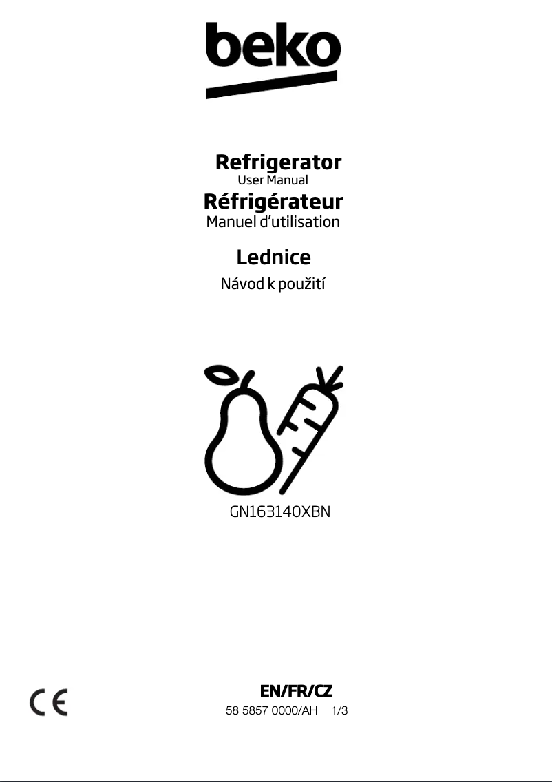 Page 1 de la notice Manuel utilisateur Beko GN163140XBN
