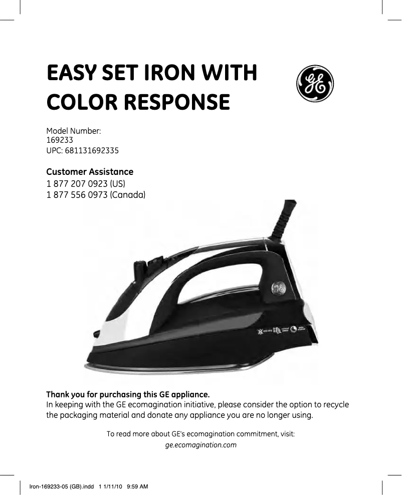 Página 1 del manual Manual de usuario GE 169233