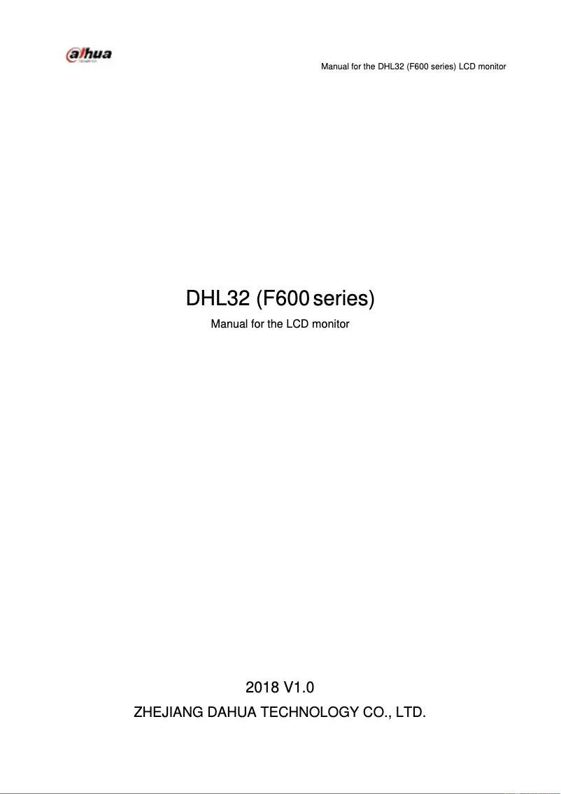 Page 1 de la notice Manuel utilisateur Dahua Technology DHL32-F600