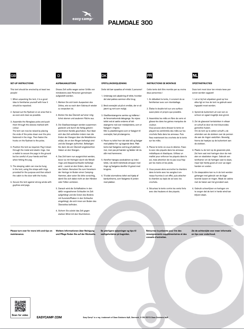 Página 1 del manual Manual de usuario Easy Camp Palmdale 300