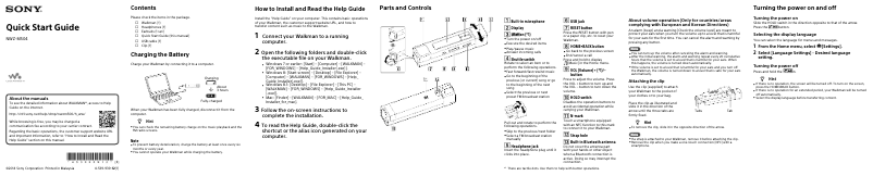 Page n°1 - Guide d'installation Sony Walkman NWZ-M504