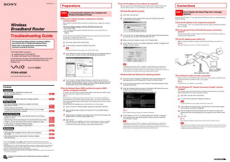 Page n°1 - Manuel utilisateur Sony PCWA-AR300
