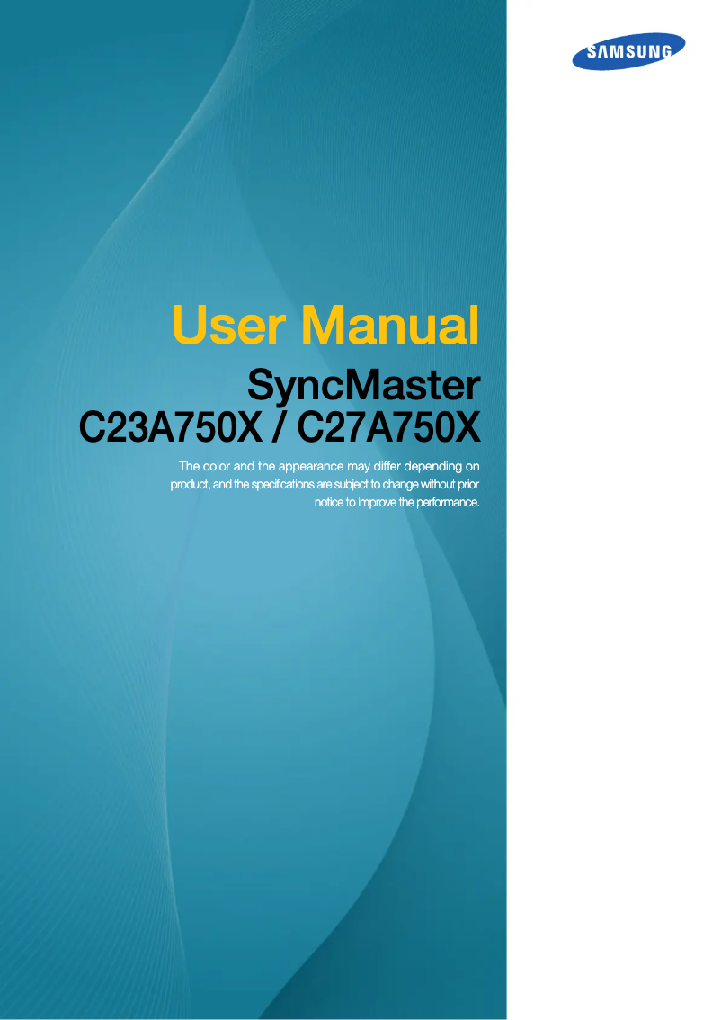 Page 1 de la notice Manuel utilisateur Samsung SyncMaster C27A750X