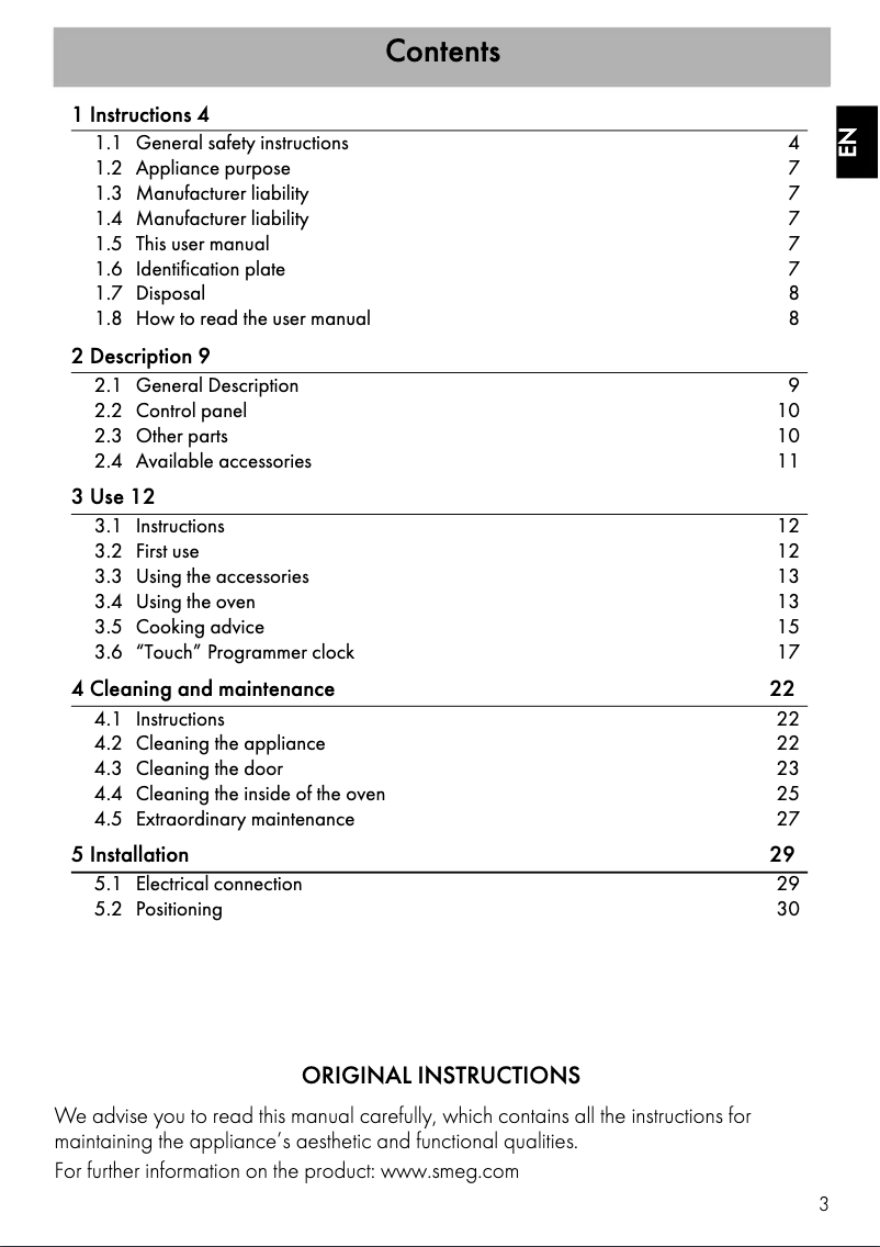 Page 1 de la notice Manuel utilisateur Smeg SFA6500TVX
