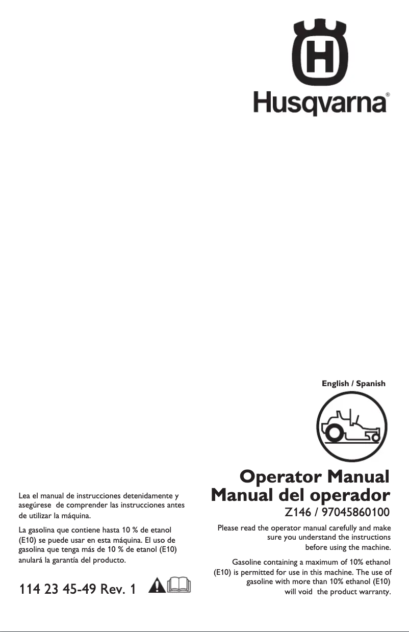 Page n°1 - Manuel utilisateur Husqvarna Z146