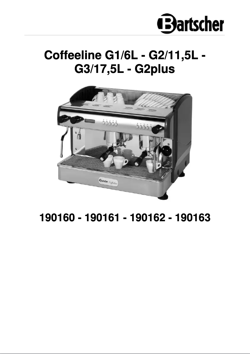 Page n°1 - Manuel utilisateur Bartscher Coffeeline G1/6L