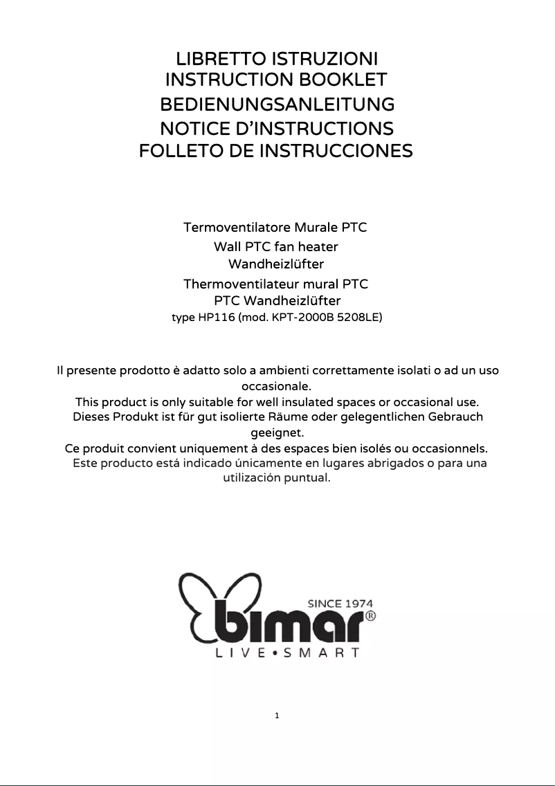 Page 1 de la notice Manuel utilisateur Bimar HP116