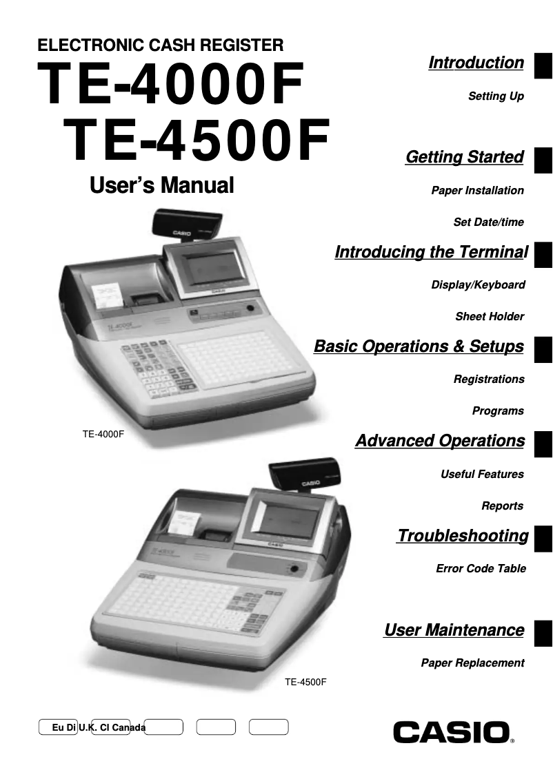 Page 1 de la notice Manuel utilisateur Casio TE-4000F