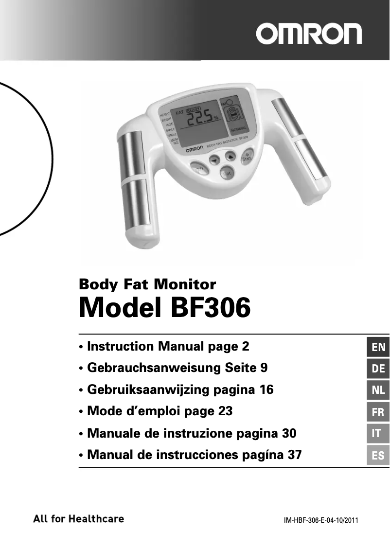 Image de la première page du manuel de l'appareil BF306