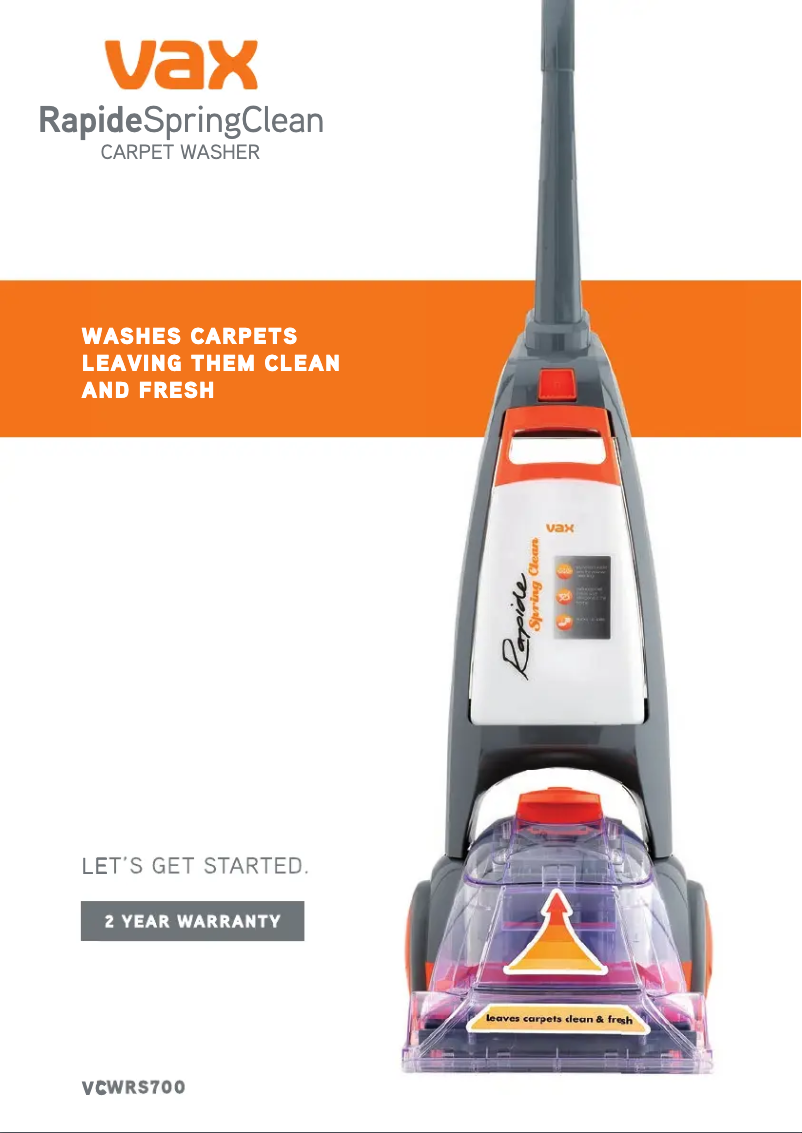 Page 1 de la notice Manuel utilisateur Vax Rapid Spring VCWRS700