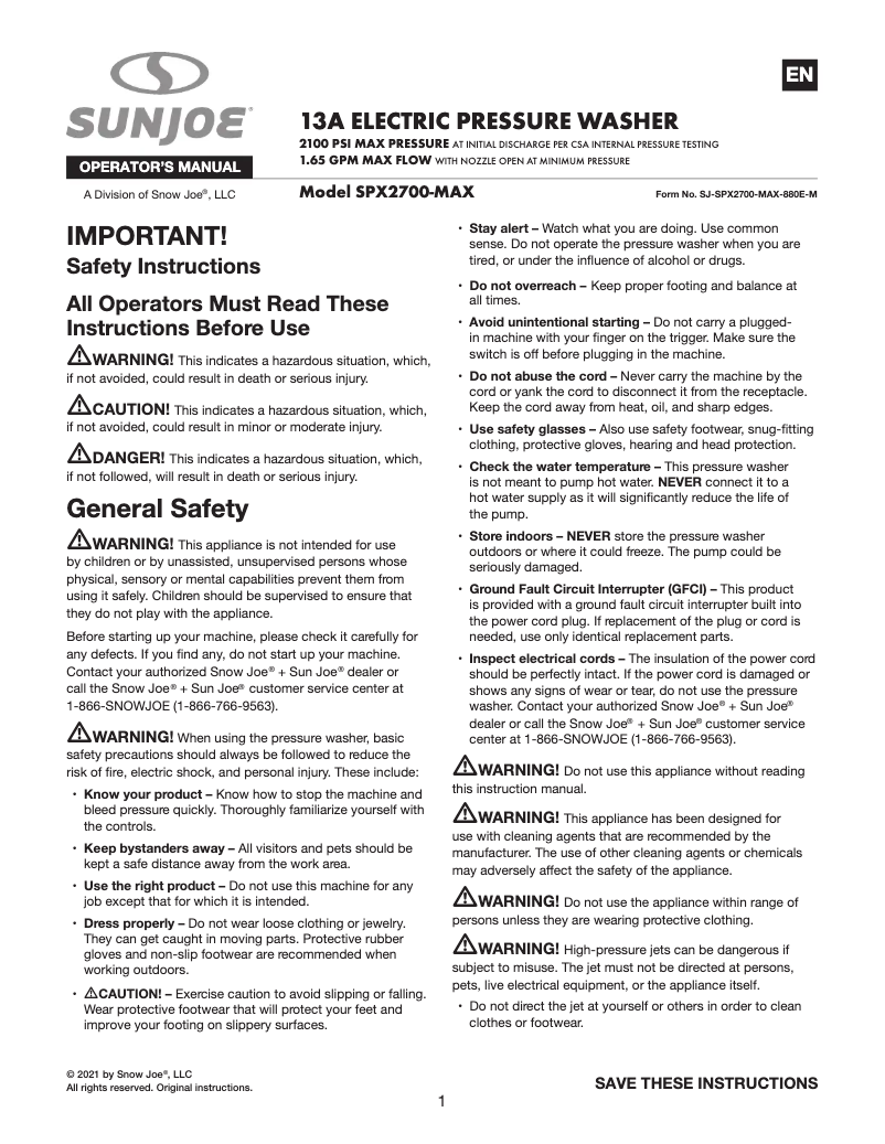 Image de la première page du manuel de l'appareil SPX2700-MAX