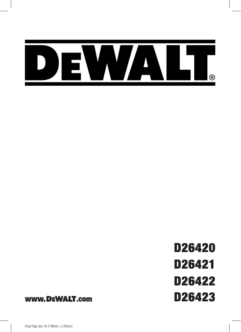 Page 1 de la notice Manuel utilisateur DeWalt D26423