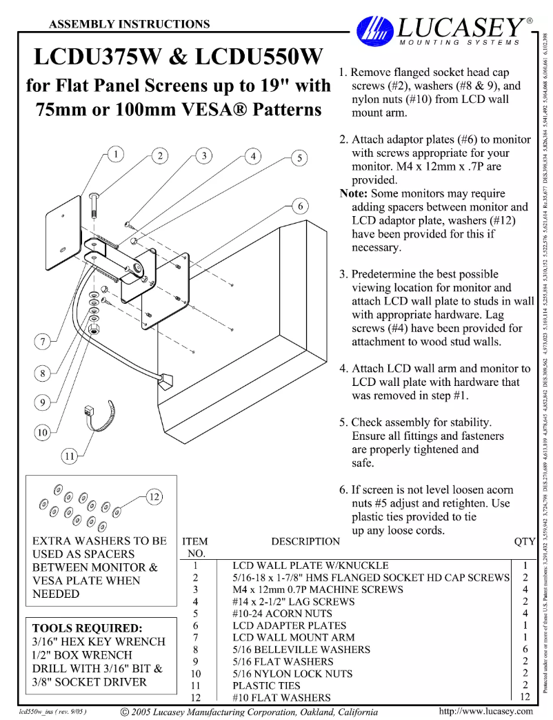 Page n°1 - Manuel utilisateur Lucasey LCDU375W