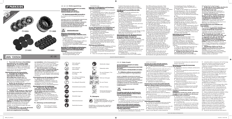 Page 1 de la notice Manuel utilisateur Parkside PWSZ 125 C3