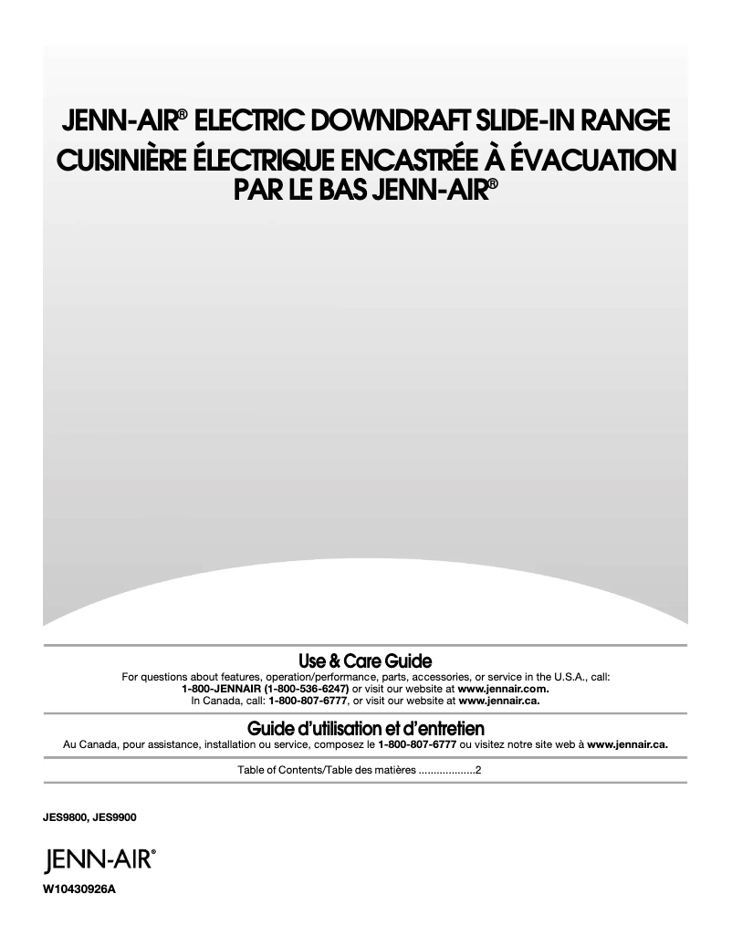 Image de la première page du manuel de l'appareil JES9800CAS