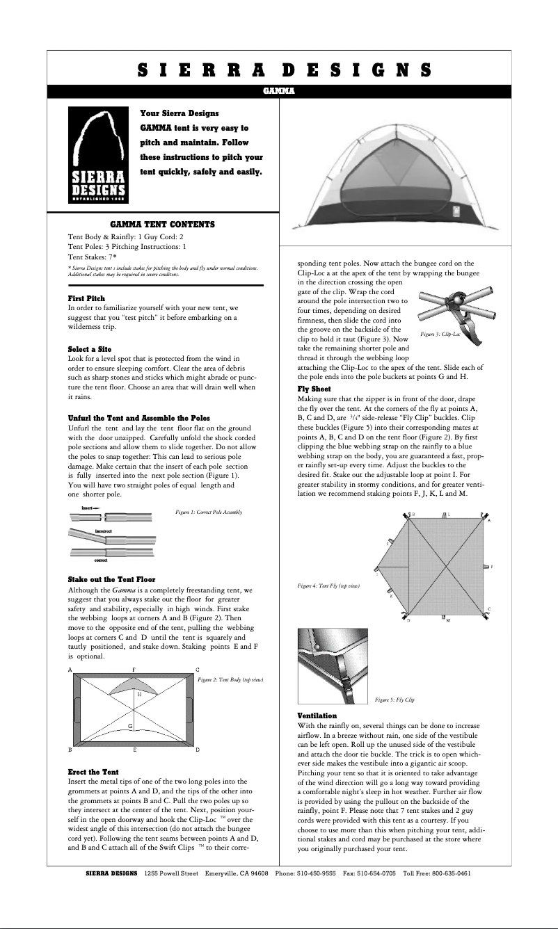 Página 1 del manual Manual de usuario Sierra Designs Gamma