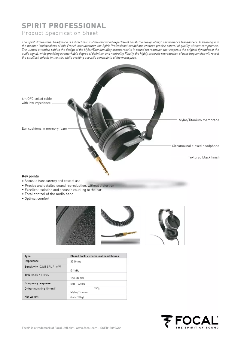 Image de la première page du manuel de l'appareil Spirit Professional