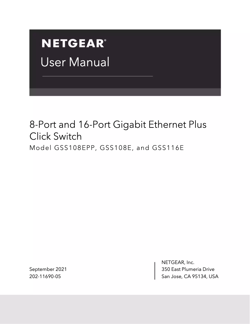 Page n°1 - Manuel utilisateur Netgear GSS108E