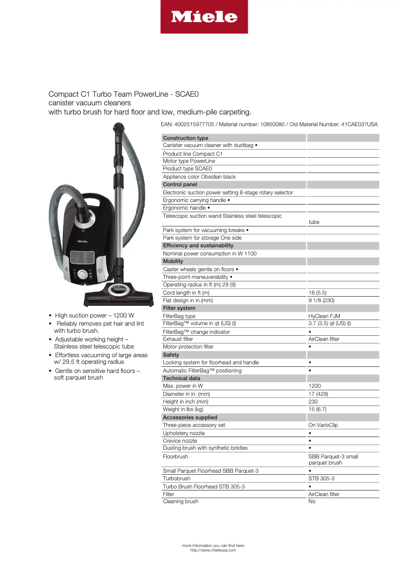 Image de la première page du manuel de l'appareil Compact C1 Turbo Team