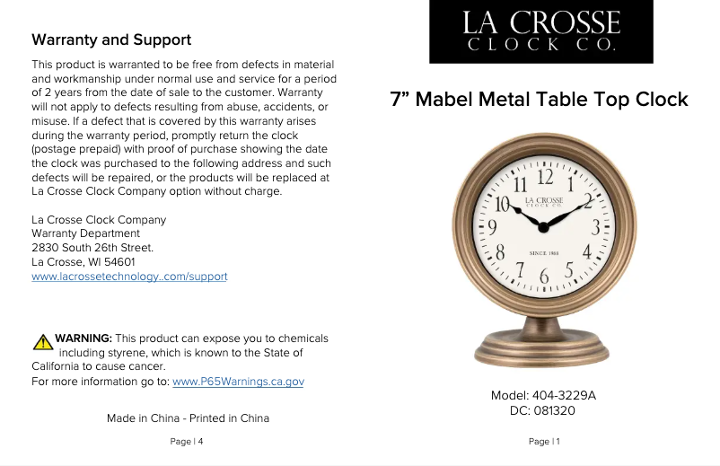 Page n°1 - Manuel utilisateur La Crosse Technology 404-3229A