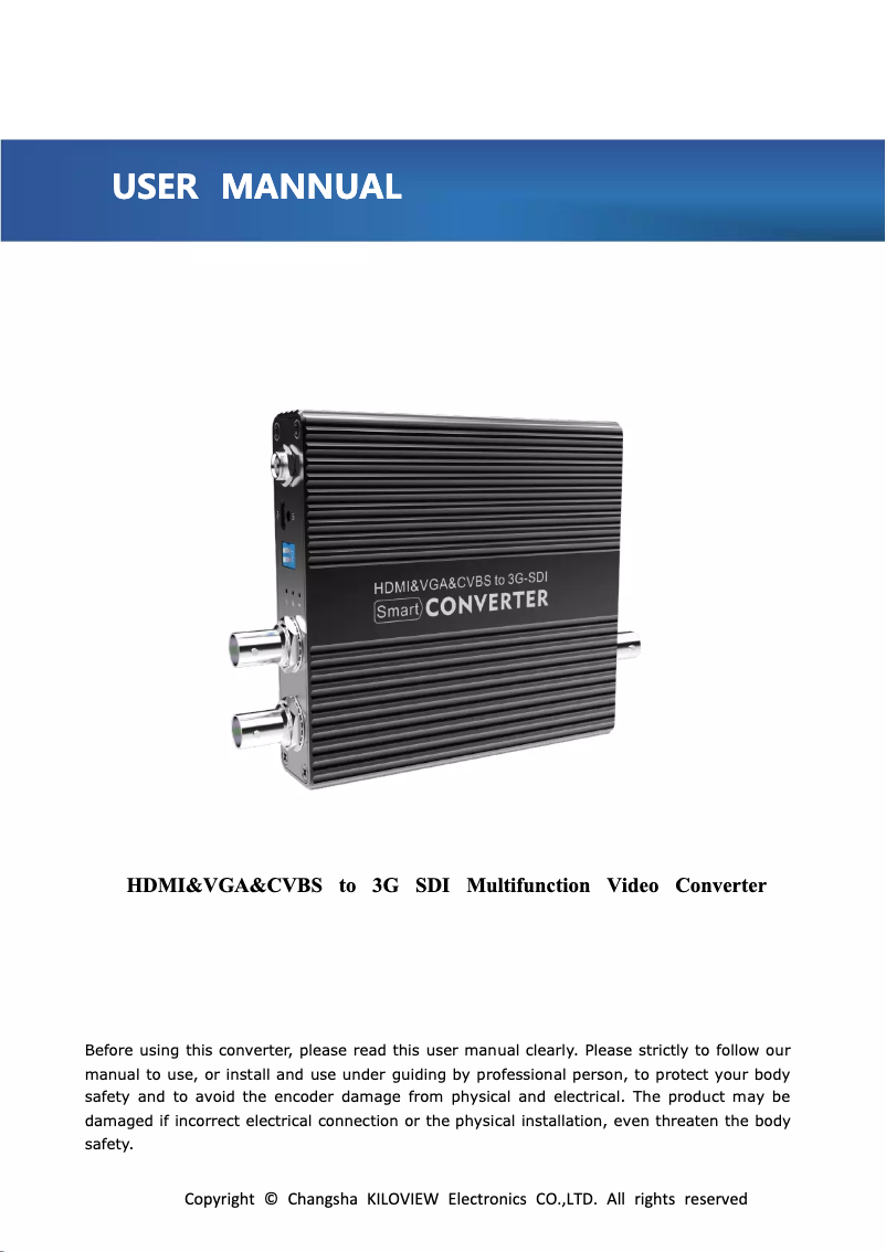 Page 1 de la notice Manuel utilisateur Kiloview CV-190