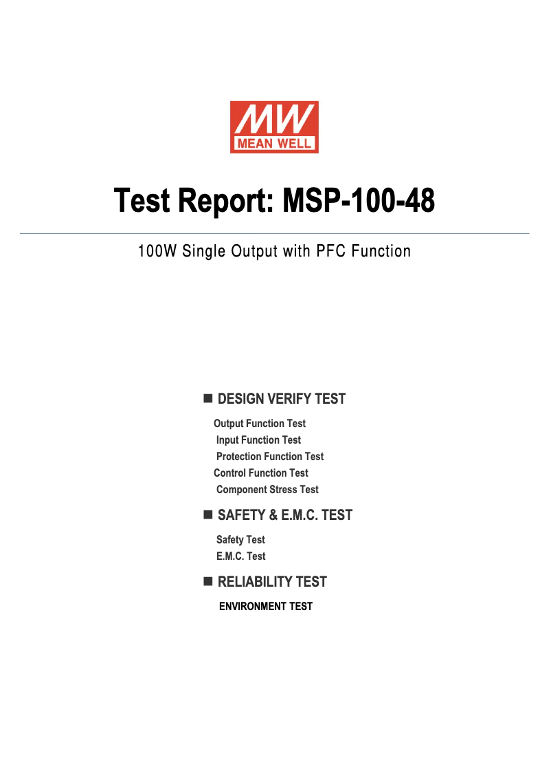 Page n°1 - Fiche technique Mean Well MSP-100-48
