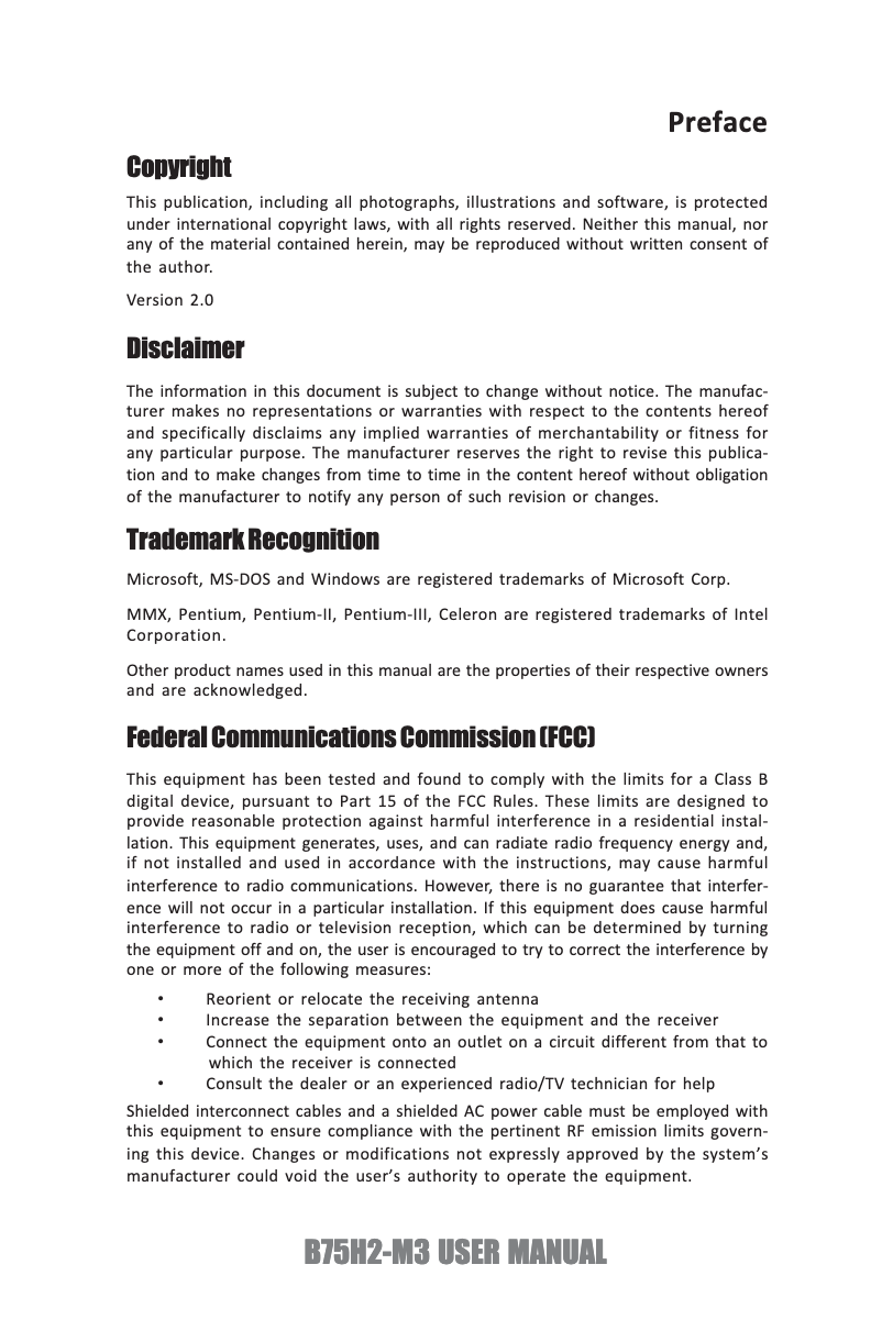 Image de la première page du manuel de l'appareil B75H2-M3