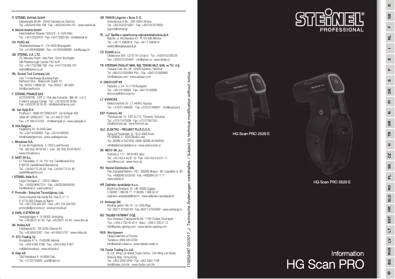Page 1 de la notice Manuel utilisateur Steinel Scanner termic HG Scan HG 2620 E