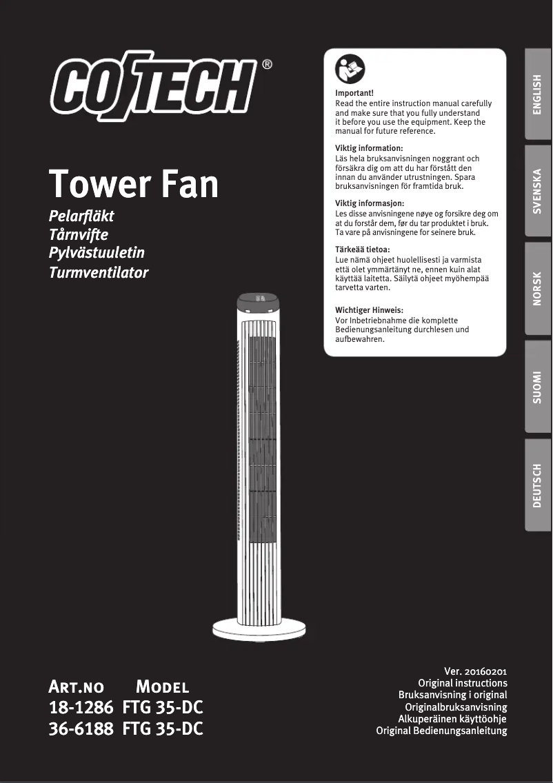 Page 1 de la notice Manuel utilisateur Cotech FTG 35-DC