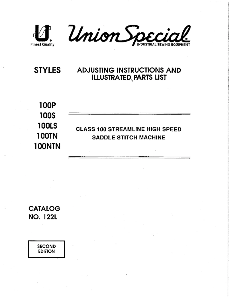 Page 1 de la notice Manuel utilisateur Union Special 100TN
