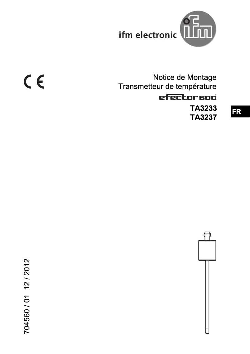 Page 1 de la notice Manuel utilisateur IFM TA3233