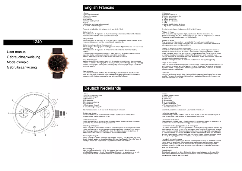 Page 1 de la notice Manuel utilisateur Davis 1240