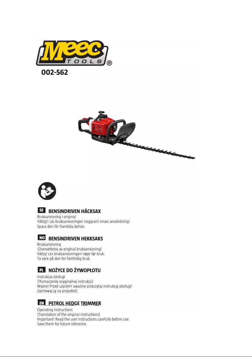 Image de la première page du manuel de l'appareil 002-562