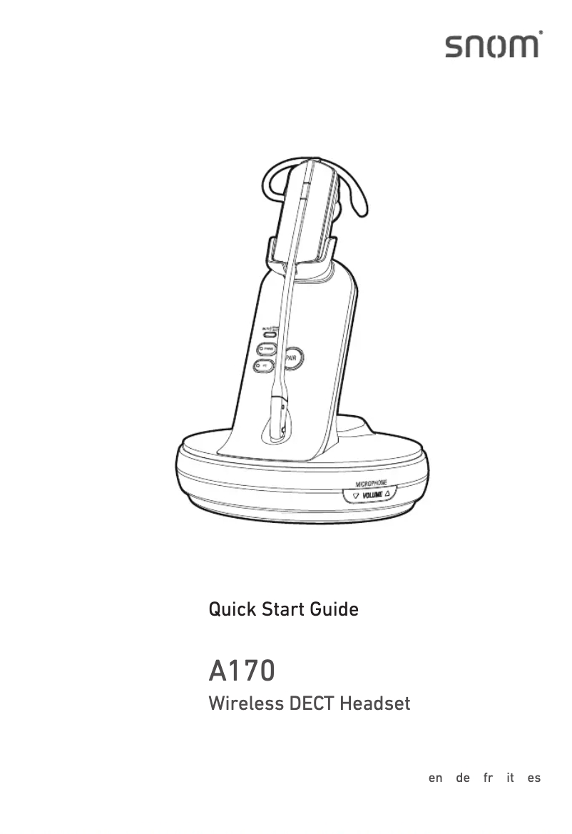 Page 1 de la notice Guide de démarrage rapide Snom A170